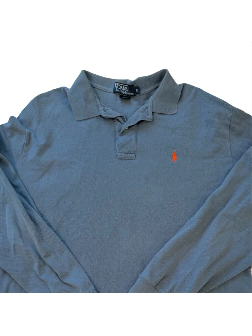 POLO Ralph Lauren Long Sleeve Shirt XL Blue Red Pony Logo Casual Preppy Cotton